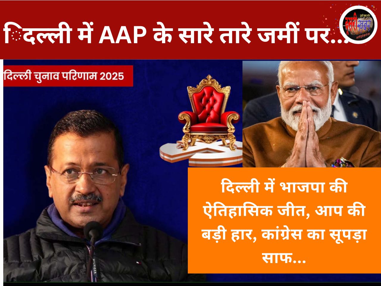 दिल्ली विधानसभा चुनावों में AAP को भाजपा ने दी करारी शिकस्त, कांग्रेस हुई साफ… दिल्ली विधानसभा चुनावों में AAP को भाजपा ने दी करारी शिकस्त, कांग्रेस हुई साफ…