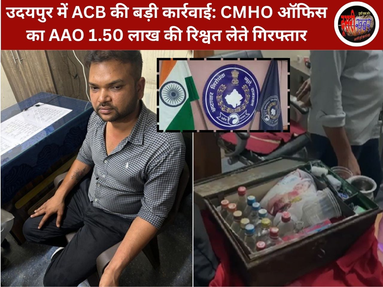 उदयपुर में ACB की बड़ी कार्रवाई, CMHO ऑफिस का AAO 1.50 लाख की रिश्वत लेते गिरफ्तार… उदयपुर में ACB की बड़ी कार्रवाई, CMHO ऑफिस का AAO 1.50 लाख की रिश्वत लेते गिरफ्तार…