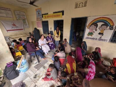 Krupa Foundation's service initiatives: Educational material for children, sarees and health counseling for mothers 