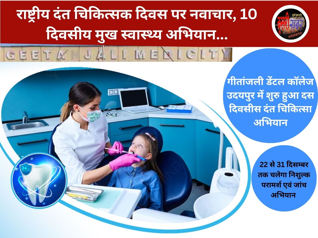 राष्ट्रीय दंत चिकित्सक दिवस पर नवाचार, गीतांजली का 10 दिवसीय मुख स्वास्थ्य अभियान…
