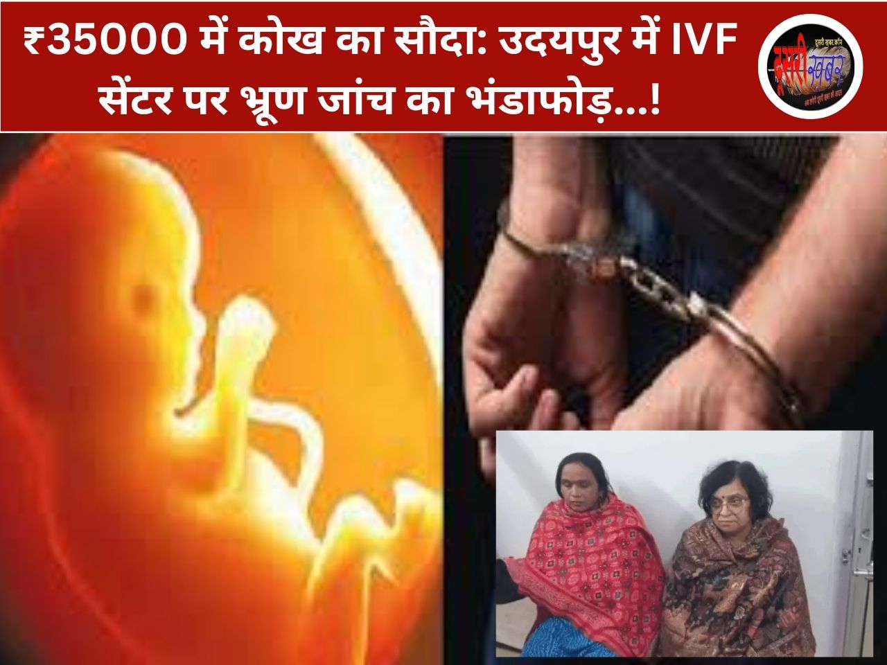₹35000 में कोख का सौदा: उदयपुर में IVF सेंटर पर भ्रूण जांच का भंडाफोड़…!