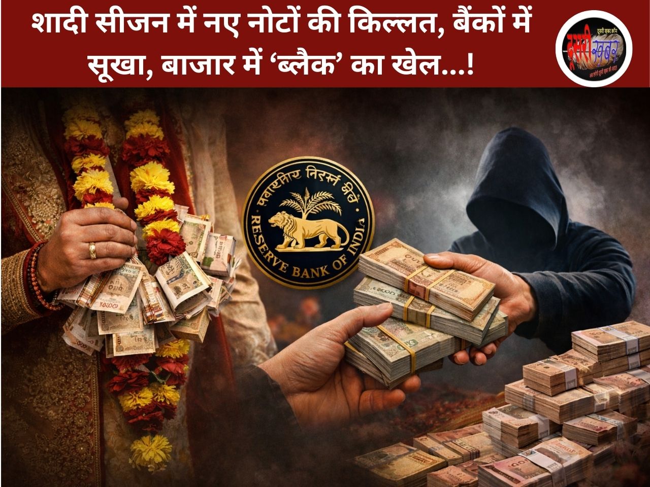 शादी सीजन में नए नोटों की किल्लत, बैंकों में सूखा, बाजार में ‘ब्लैक’ का खेल…!