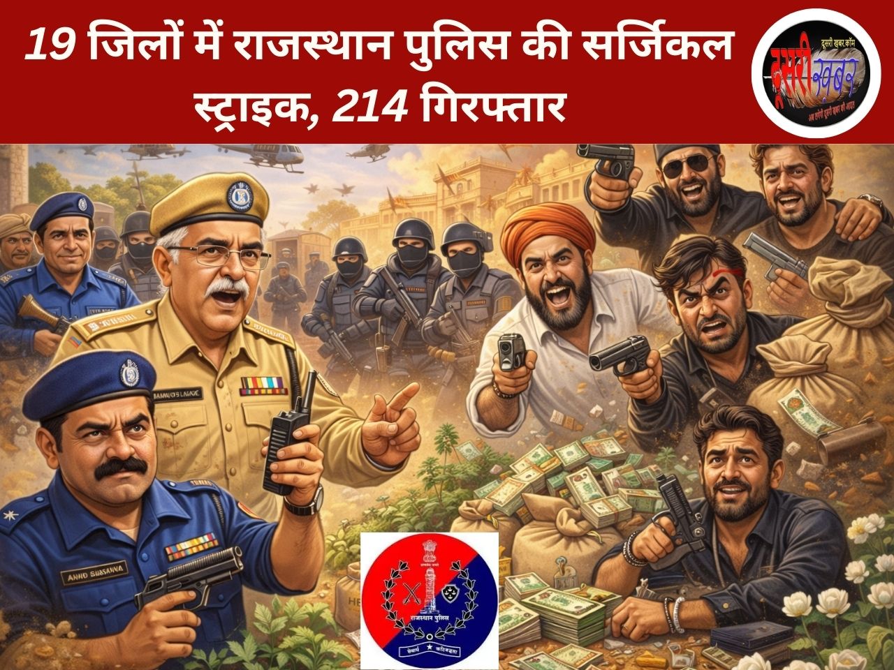 19 जिलों में राजस्थान पुलिस की सर्जिकल स्ट्राइक, 214 गिरफ्तार