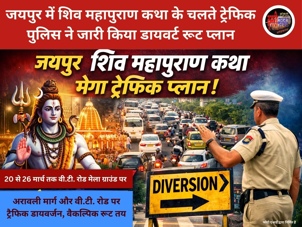 जयपुर में शिव महापुराण कथा: मानसरोवर ट्रैफिक प्लान में बड़ा फेरबदल