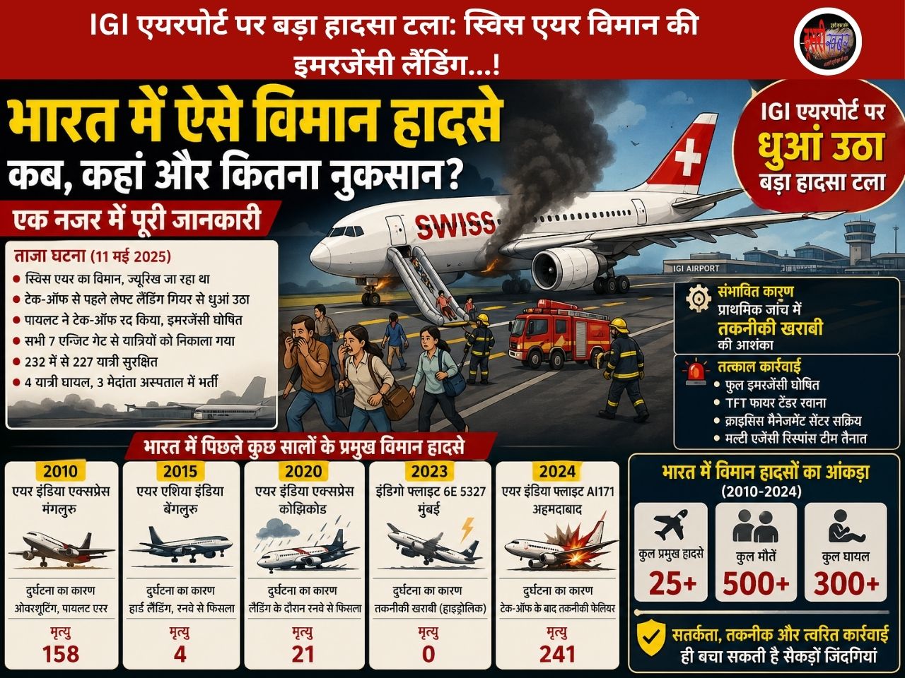 IGI एयरपोर्ट पर बड़ा हादसा टला: स्विस एयर विमान की इमरजेंसी लैंडिंग…!