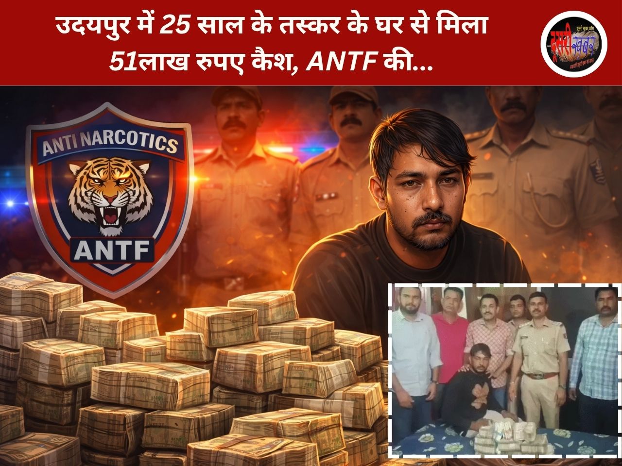 उदयपुर में 25 साल के तस्कर के घर से मिला 51लाख रुपए कैश, ANTF की…