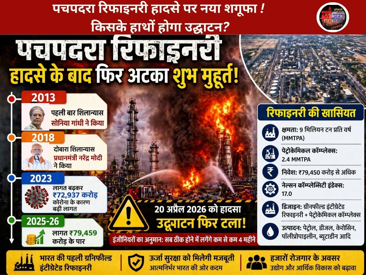 पचपदरा रिफाइनरी हादसे पर नया शगूफा !, किसके हाथाें होगा उद्घाटन?