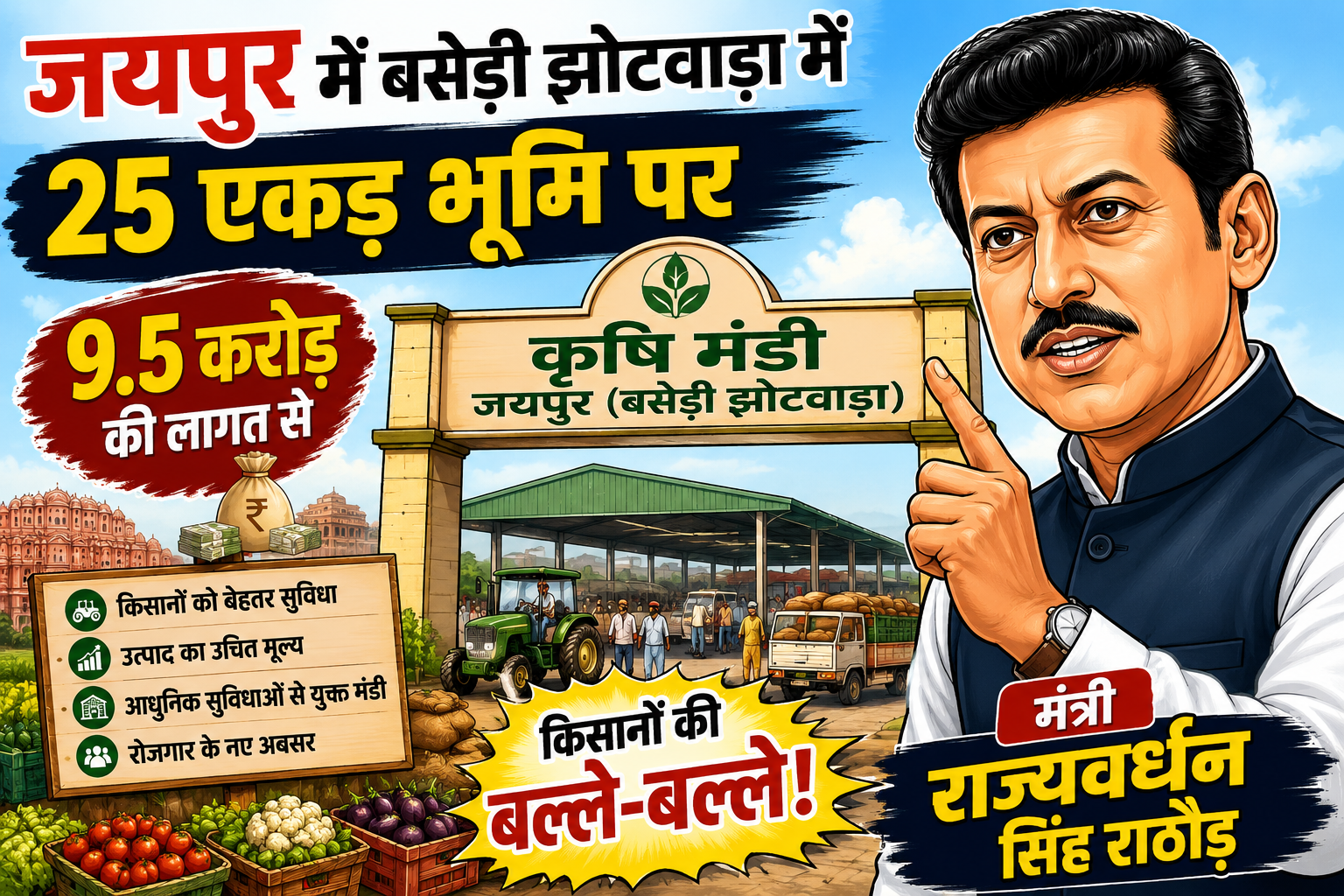 मुहाना मंडी के बाद जयपुर को एक और आधुनिक मंडी मिलेगी: राज्यवर्धन राठौड़