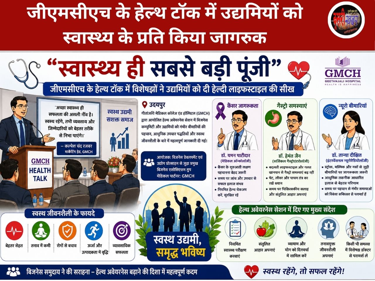 “स्वास्थ्य ही सबसे बड़ी पूंजी”: GMCH हेल्थ टॉक में विशेषज्ञों ने उद्यमियों को दी हेल्दी लाइफस्टाइल की टिप्स…