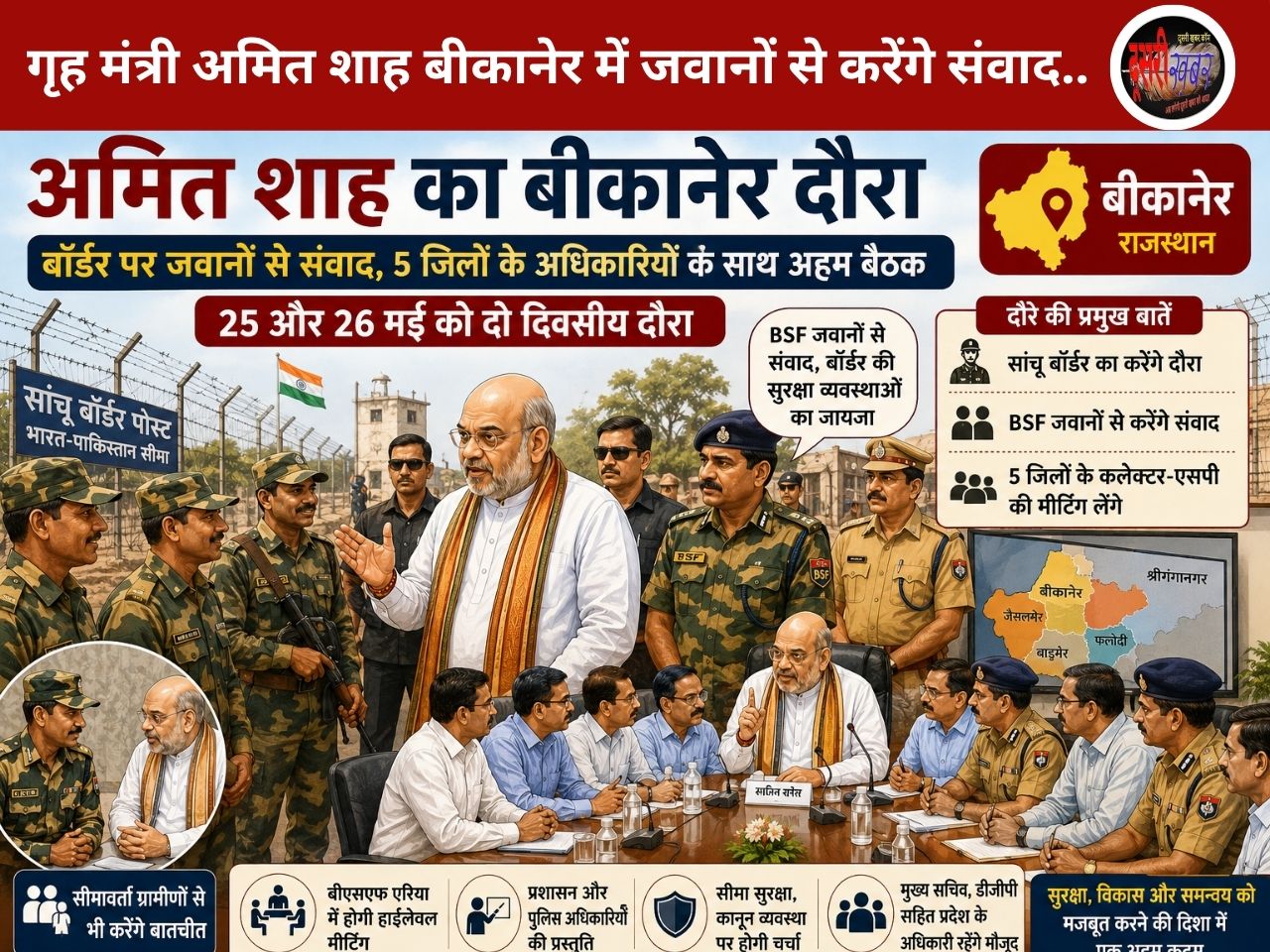 बीकानेर में कलेक्टर-एसपी कॉन्फ्रेंस लेंगे गृहमंत्री अमित शाह, बीएसएफ जवानों से भी करेंगे संवाद…