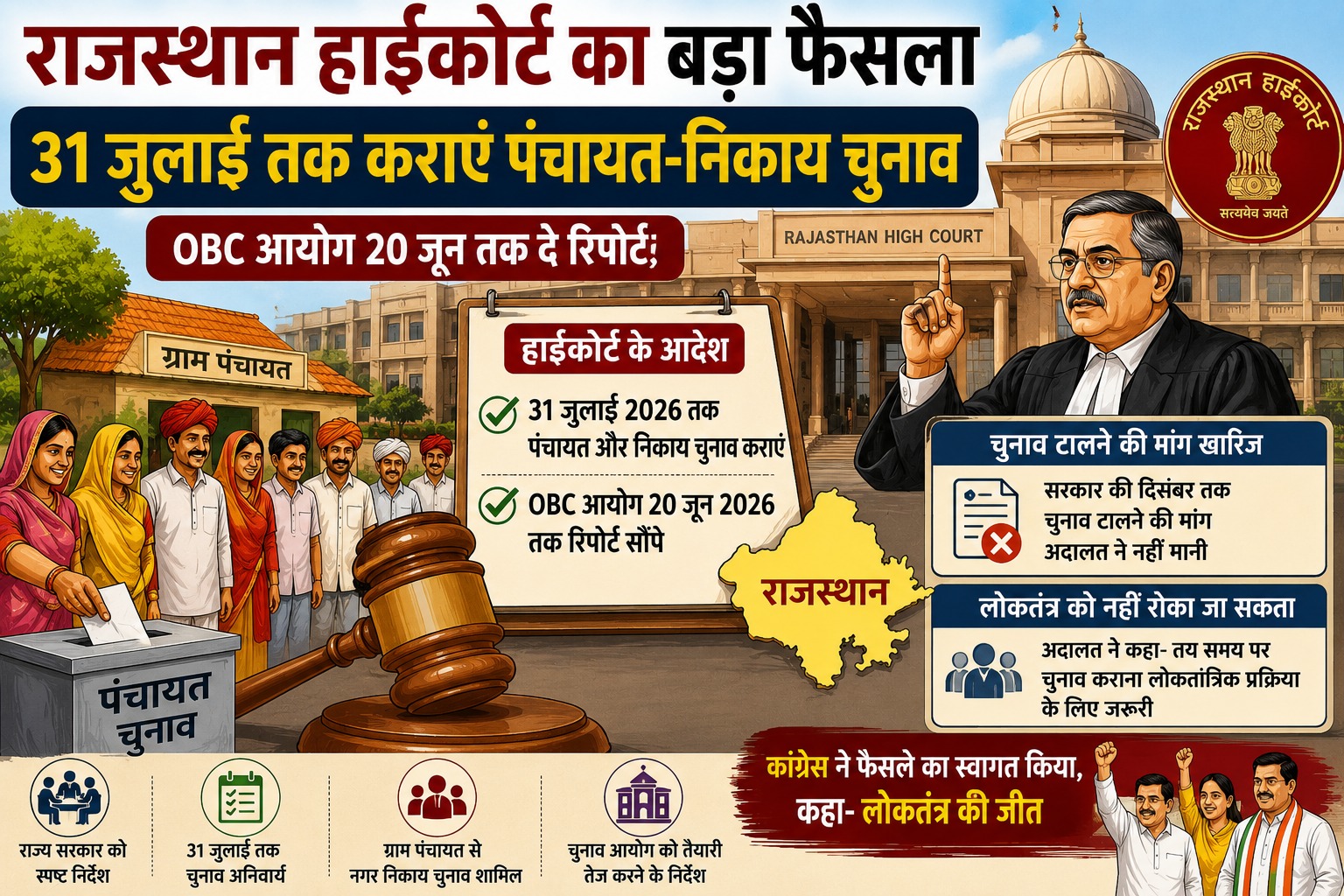 31 जुलाई तक होंगे पंचायत-निकाय चुनाव, हाईकोर्ट का आदेश जारी, लेकिन इस शर्त के साथ…