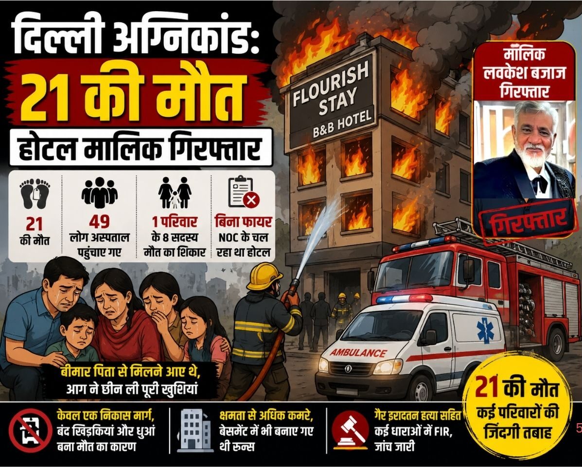 दिल्ली होटल अग्निकांड: 21 लोगों की मौत, एक परिवार की 8 जिंदगियां बुझीं
