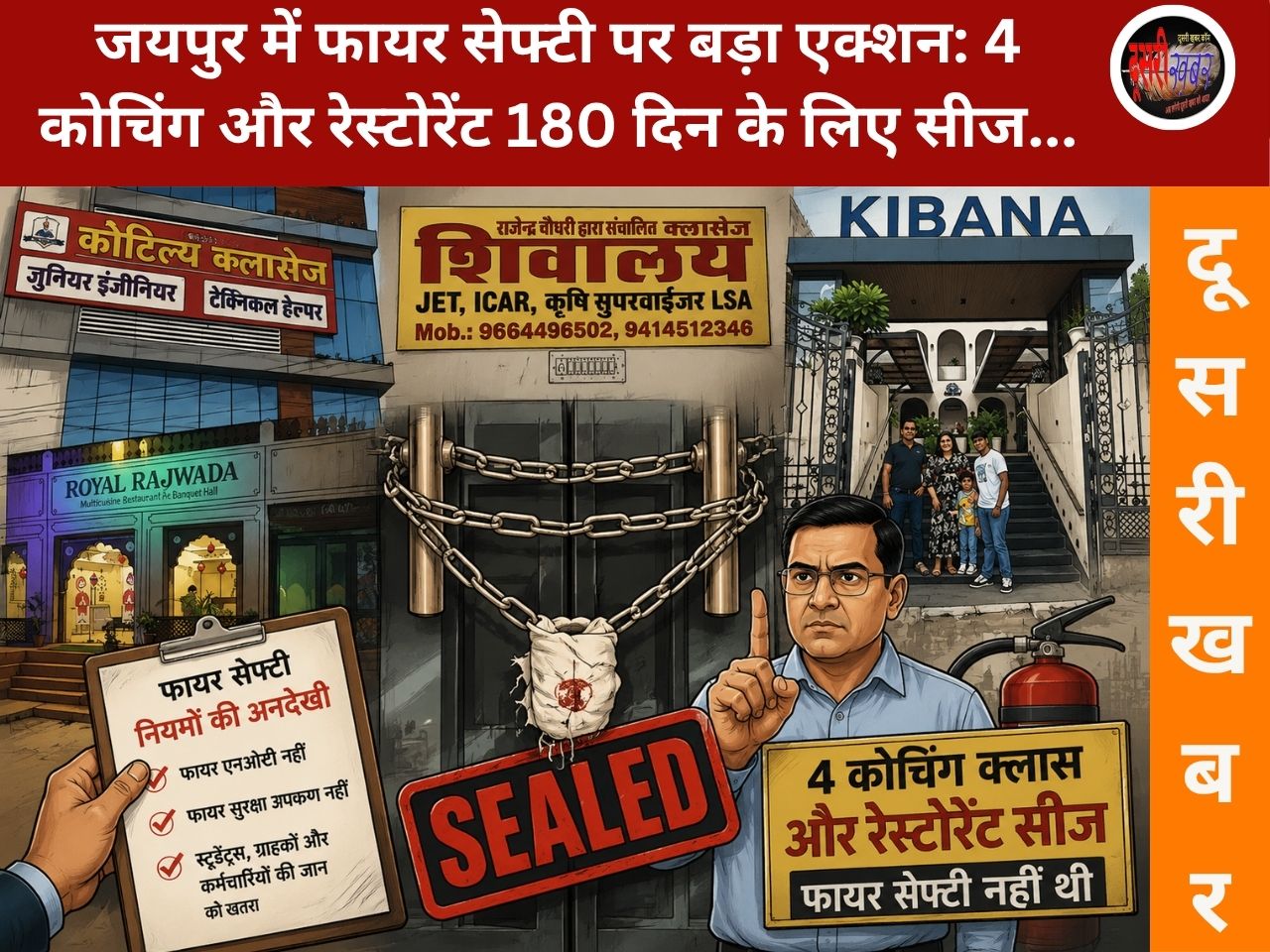 जयपुर में फायर सेफ्टी पर बड़ा एक्शन: 4 कोचिंग और रेस्टोरेंट 180 दिन के लिए सीज…
