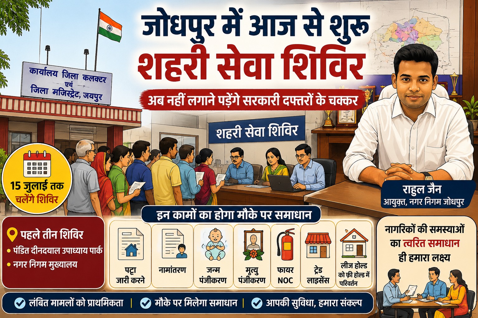 जोधपुर में अब सरकारी कामों के लिए नहीं लगाने पड़ेंगे बार-बार चक्कर, आज से शुरू होंगे शहरी सेवा शिविर