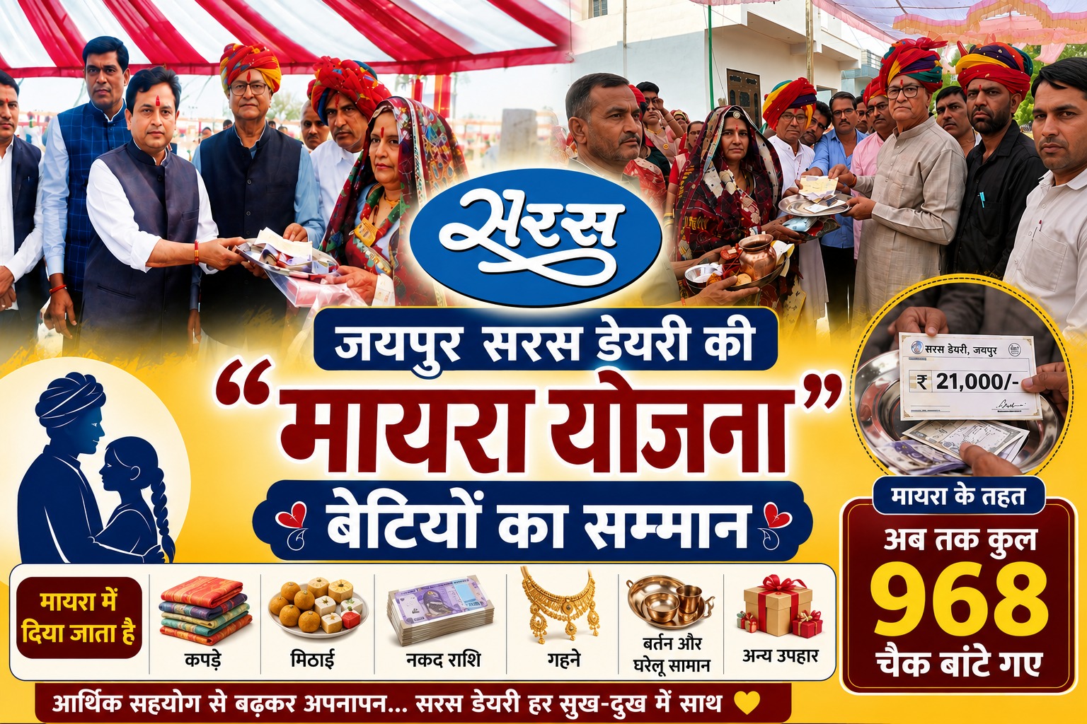 सरस डेयरी की ‘मायरा योजना’ बनी बेटियों का सहारा, 968 किसान परिवारों की शादी में सरस ने भरा भात… सरस डेयरी की ‘मायरा योजना’ बनी बेटियों का सहारा, 968 किसान परिवारों की शादी में सरस ने भरा भात…