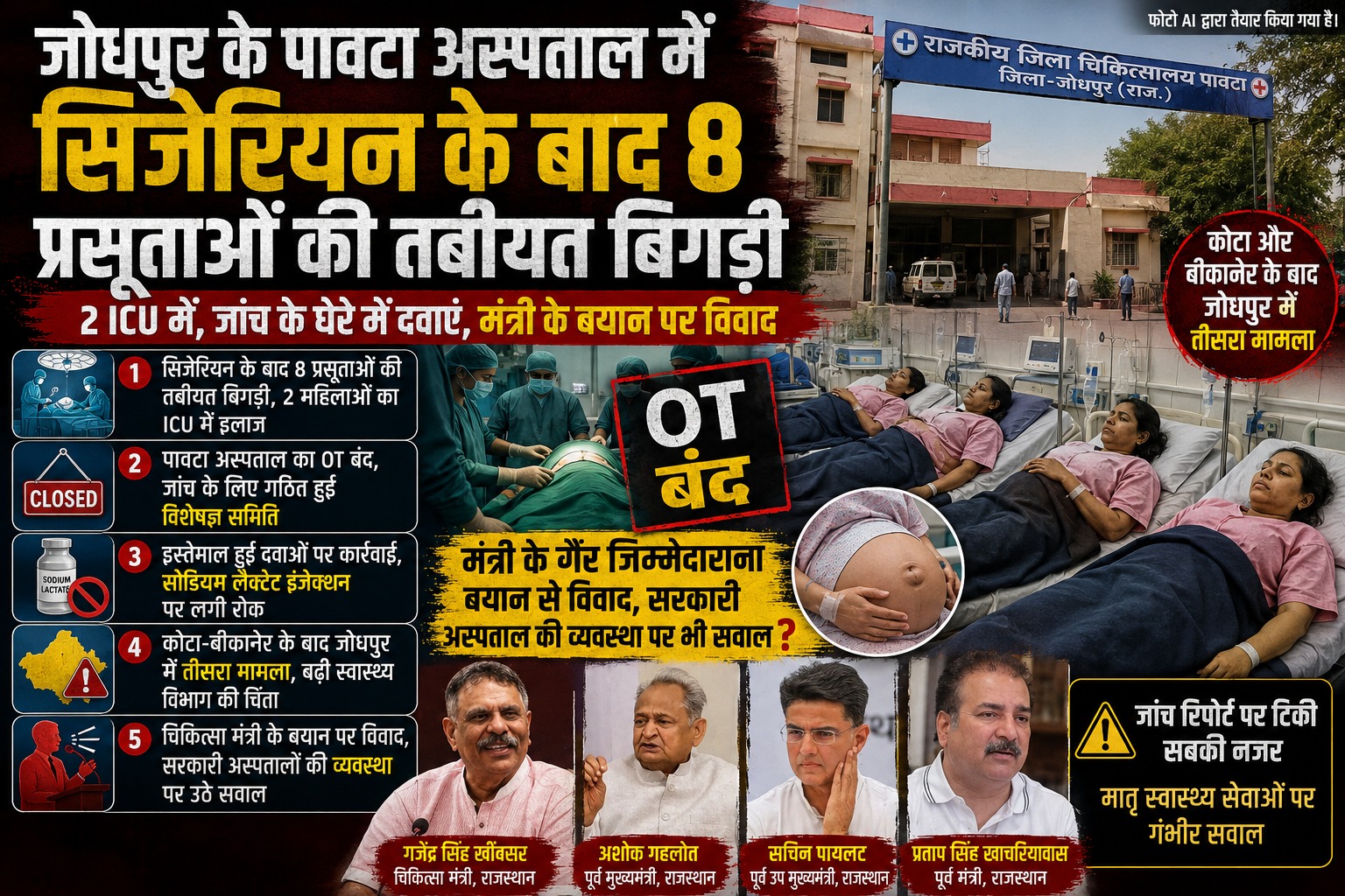 जोधपुर में सिजेरियन के बाद 8 प्रसूताओं की तबीयत बिगड़ी: चिकित्सा मंत्री के गैर जिम्मेदाराना बयान, बोले धक्के खाकर आते हैं यहां मरीज