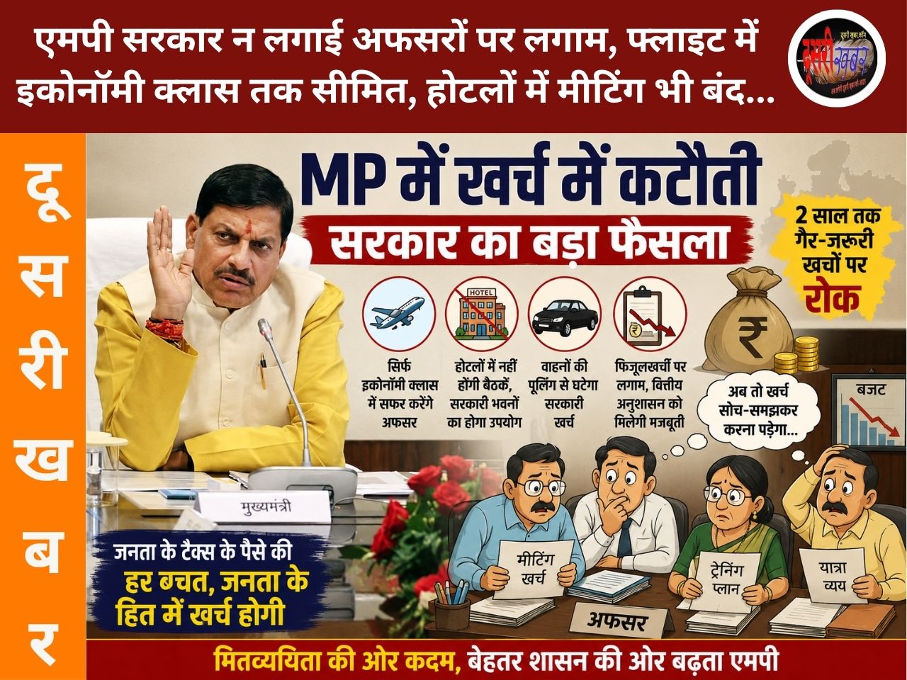 एमपी सरकार न लगाई अफसरों पर लगाम, फ्लाइट में इकोनॉमी क्लास तक सीमित, होटलों में मीटिंग भी बंद… एमपी सरकार न लगाई अफसरों पर लगाम, फ्लाइट में इकोनॉमी क्लास तक सीमित, होटलों में मीटिंग भी बंद…