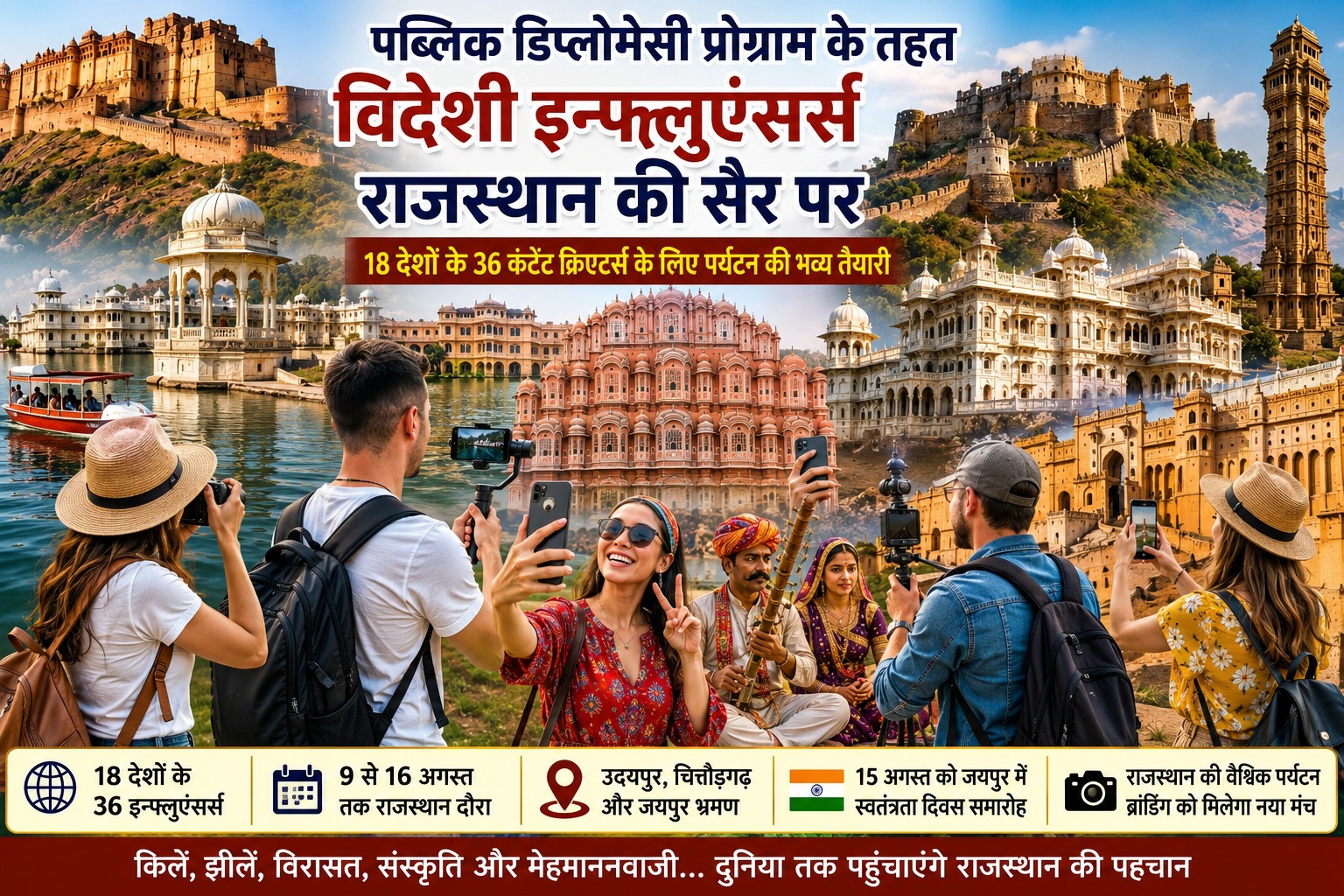 18 देशों के 36 सोशल मीडिया इन्फ्लुएंसर्स 9 से 16 अगस्त तक राजस्थान दौरे पर