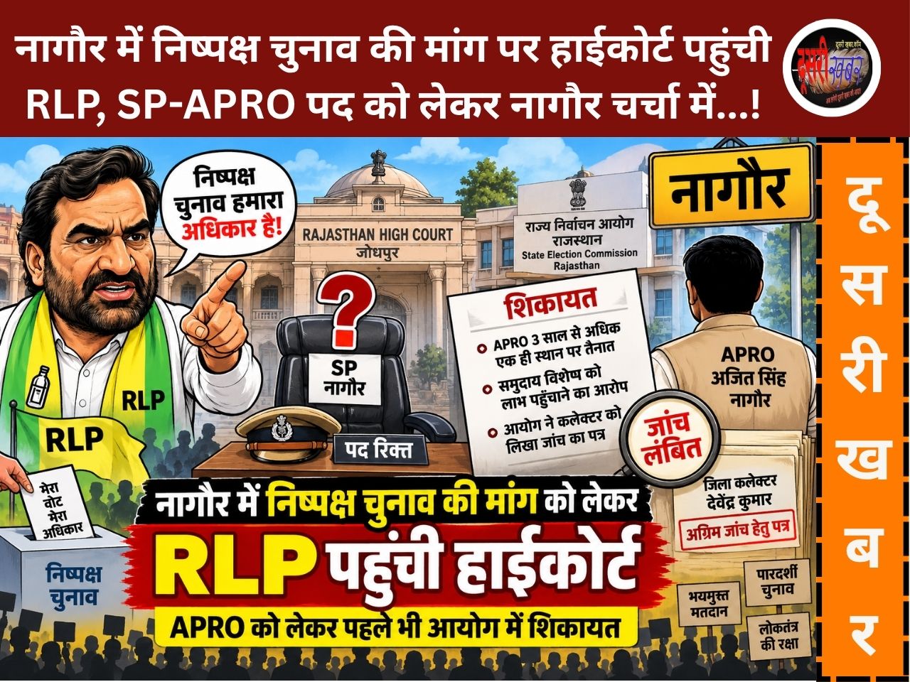 नागौर में निष्पक्ष चुनाव की मांग को लेकर हाईकोर्ट पहुंची RLP, SP पद नियमित रूप से भरने की उठाई मांग…