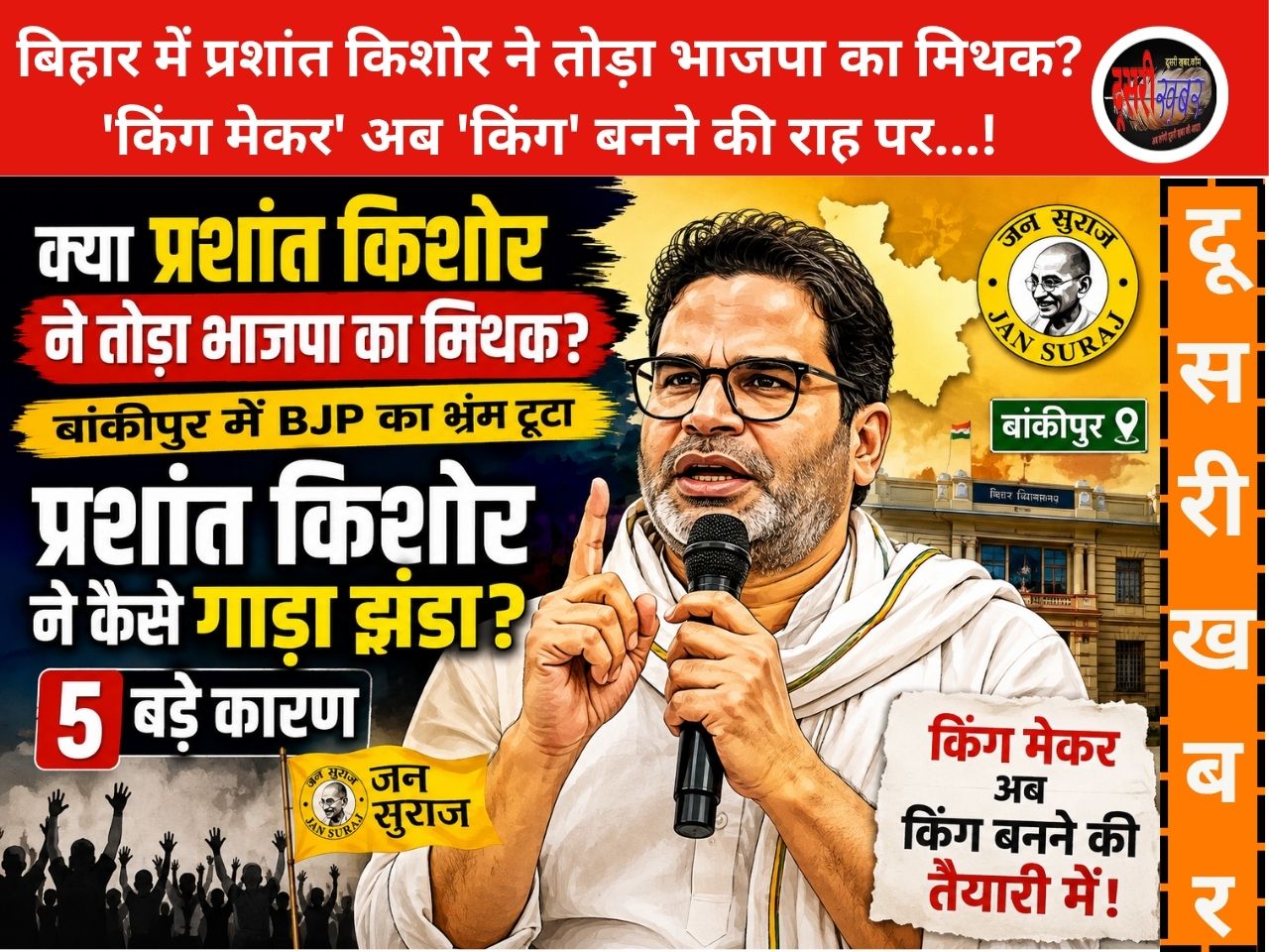 बिहार में प्रशांत किशोर ने तोड़ा भाजपा का मिथक? ‘किंग मेकर’ अब ‘किंग’ बनने की राह पर…! बिहार में प्रशांत किशोर ने तोड़ा भाजपा का मिथक? ‘किंग मेकर’ अब ‘किंग’ बनने की राह पर…!