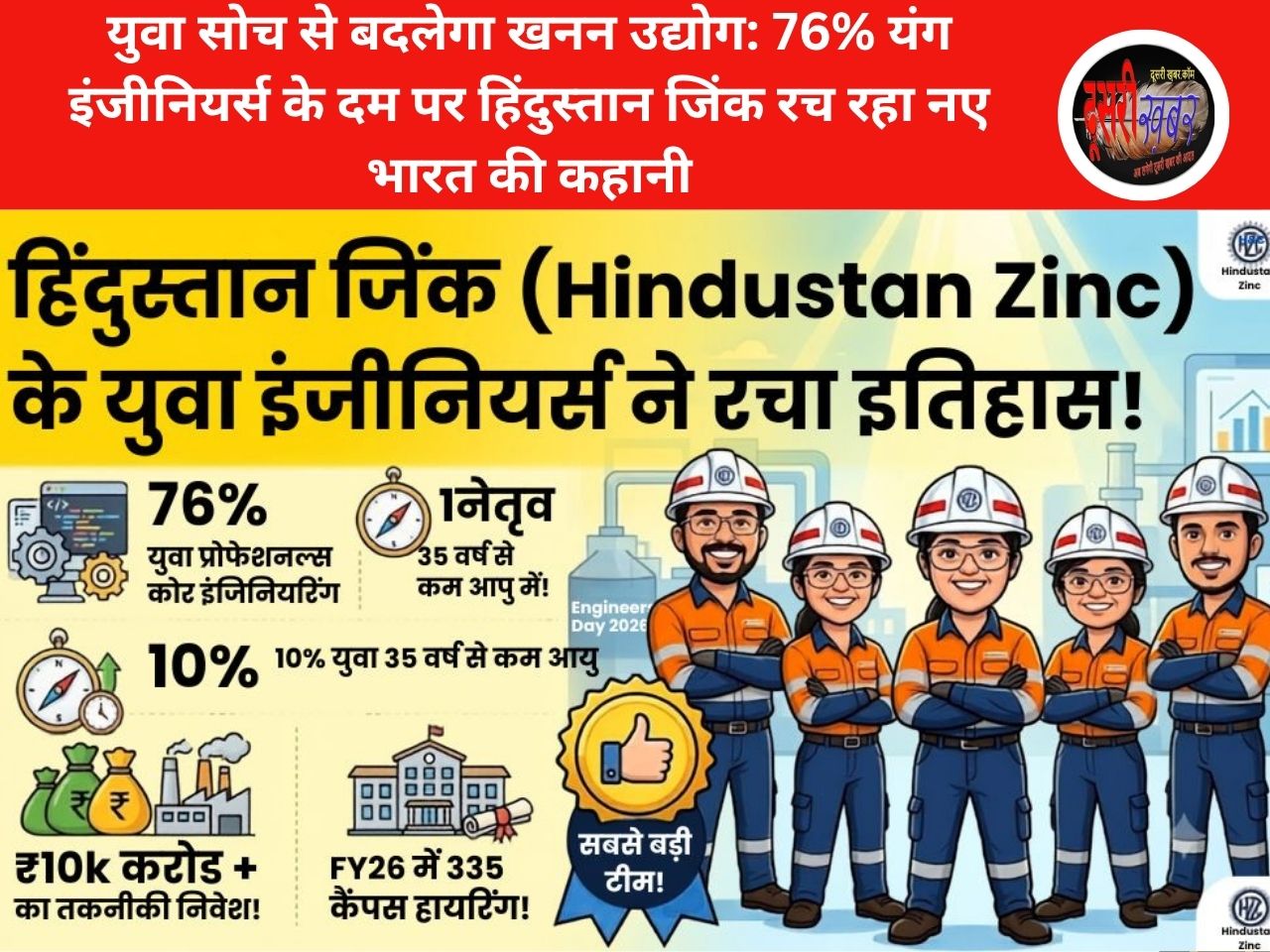 युवा सोच से बदलेगा खनन उद्योग: 76% यंग इंजीनियर्स के दम पर हिंदुस्तान जिंक रच रहा नए भारत की कहानी
