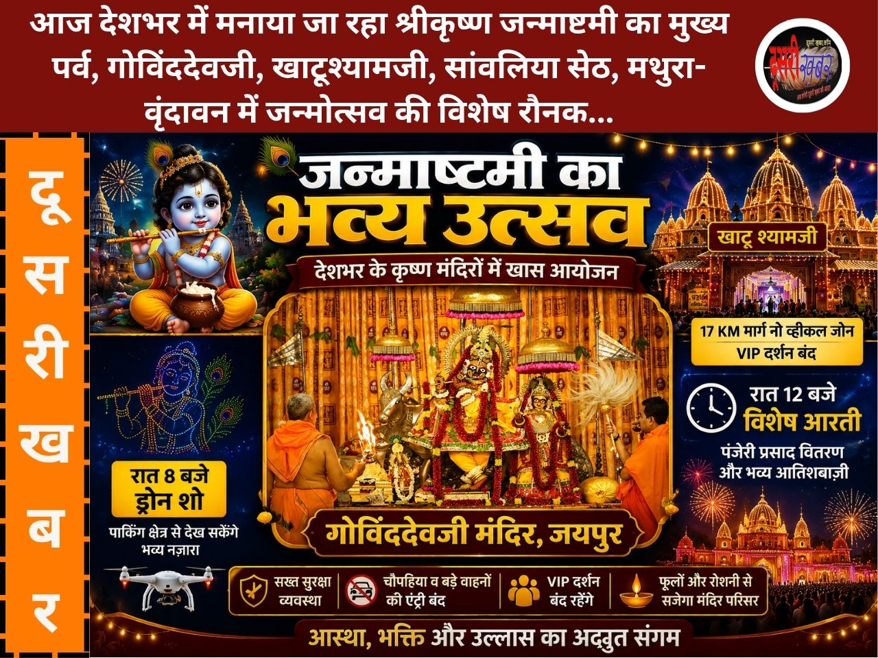 जन्माष्टमी पर देशभर में कृष्ण भक्ति की लहर: जयपुर से मथुरा, द्वारका और वृंदावन तक मंदिरों में उमड़ा आस्था का सैलाब