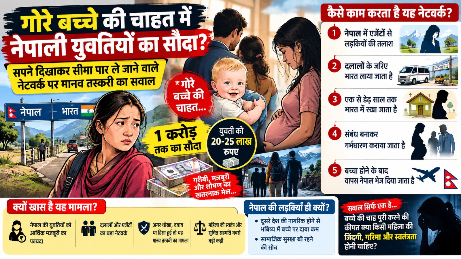 सरोगेसी या मानव तस्करी? गोरे बच्चे की चाह और नेपाली लड़कियों का 1 करोड़ में सौदा, आखिर चल क्या रहा है हिंदुस्तान में ?