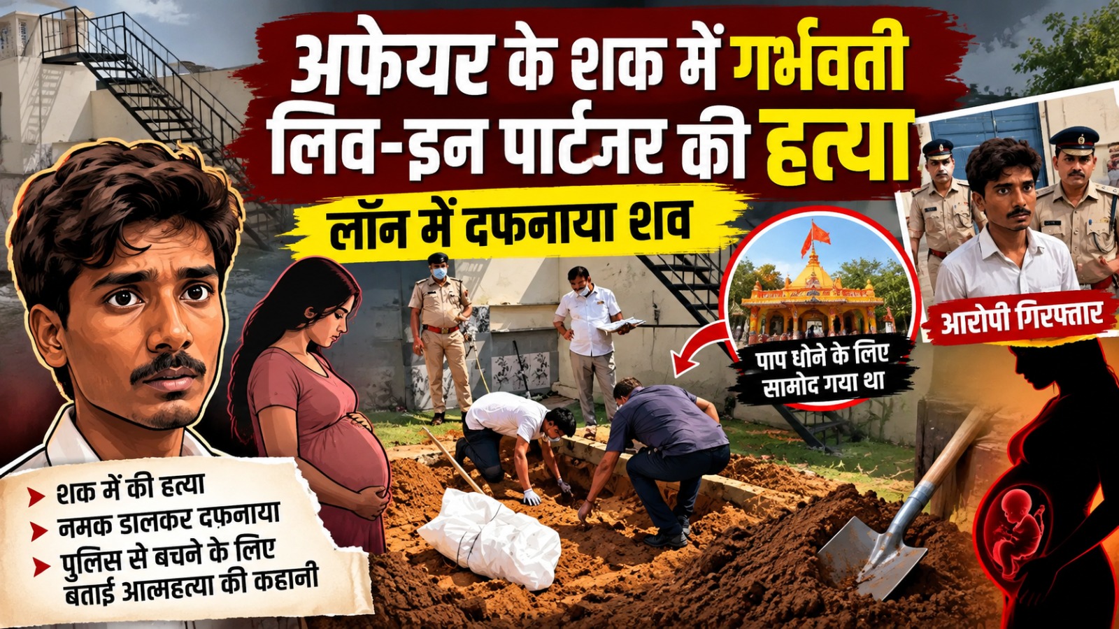 जयपुर में गर्भवती लिव-इन पार्टनर की हत्या, लॉन में दफनाया शव: अफेयर के शक में वारदात का आरोप