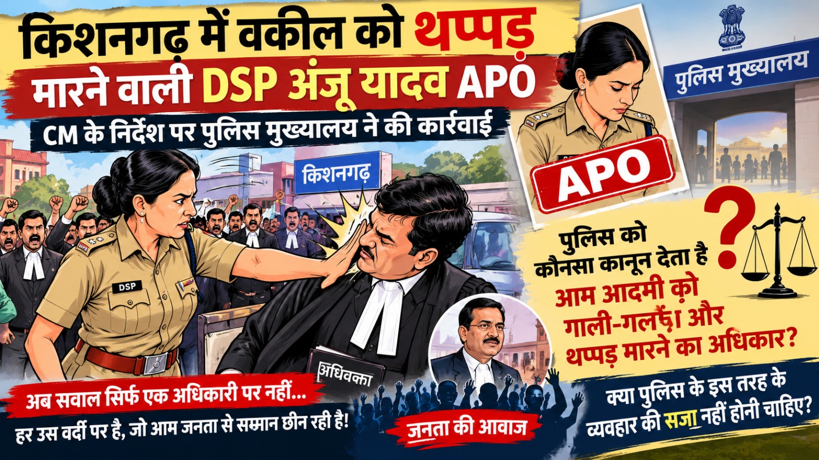 किशनगढ़ में वकील को थप्पड़ मारना DSP अंजू यादव को पड़ा भारी, APO; CM के निर्देश पर कार्रवाई